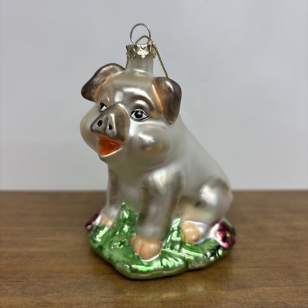 Vintage Blown Glass Christmas Ornament HolidayTree Decoration Old Pig